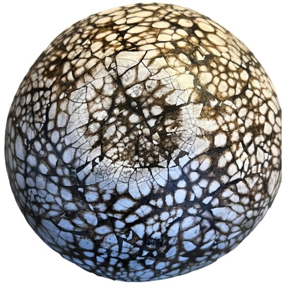 Heavy Ceramic Tealight Candle Holder Inlaid Eggshell Bohemian Boho 5" x 2.5 tall - Picture 6 of 10